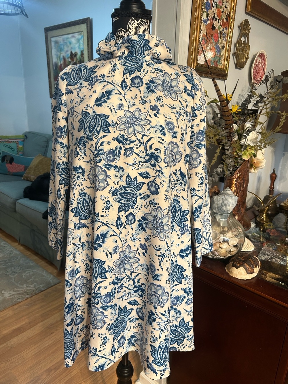 Tuckernuck Daphne Floral High Ruffle Neck Dress Size Medium